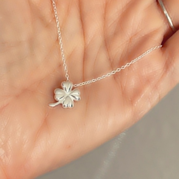 Sterling Silver Four Leaf Clover Necklace - Picture 12 of 12